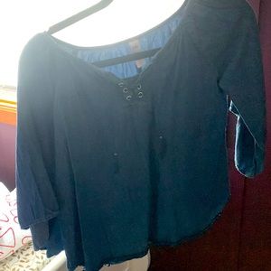 Kid off the shoulder blue top